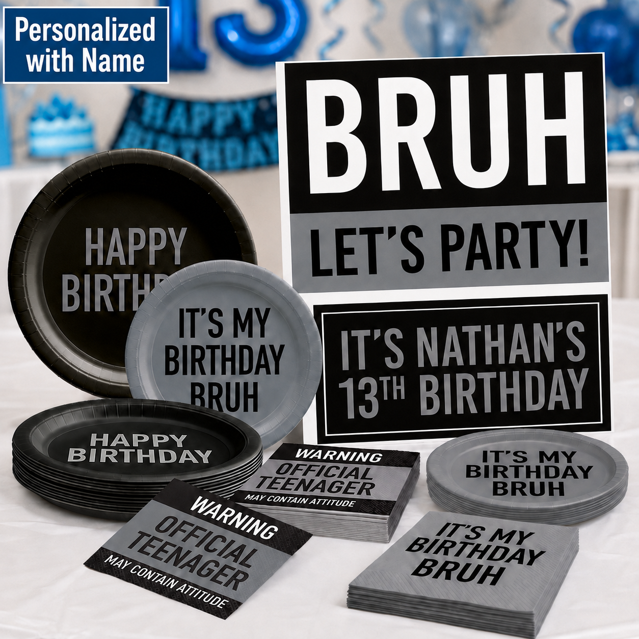 13th Birthday Blue Official Teenager Dessert Kit for 10